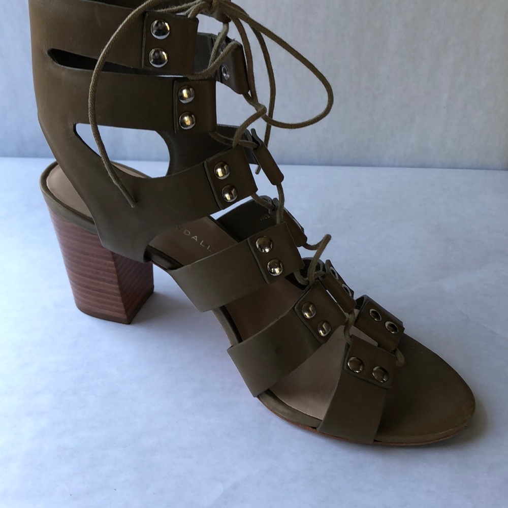Loeffler Randall Hana Leather Lace-Up Olive Bootie